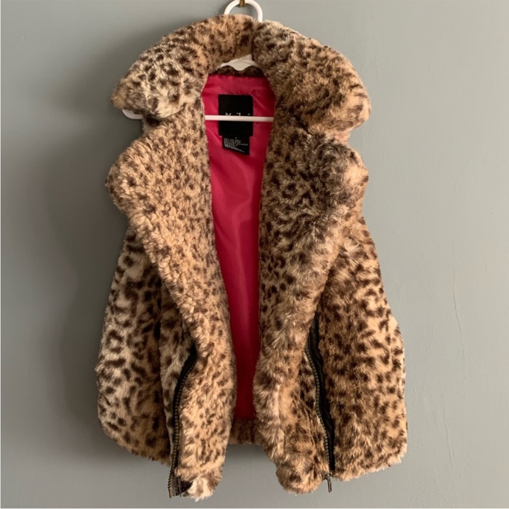 Girls Size 10 Cheetah Print Zip Up Vest Soft Faux Fur